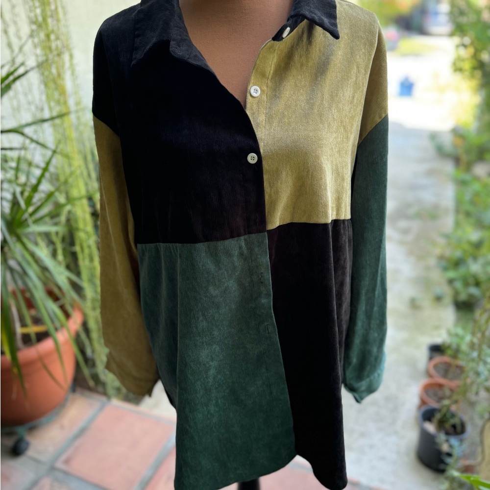 ROMWE Multicolor Button-Down Shirt